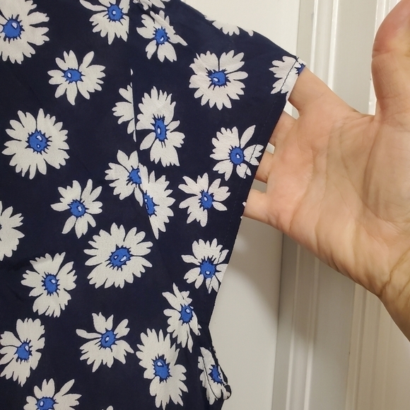 NWT GAP Navy Cap Sleeve Button Front Floral Print Dress Size 20 Missy Ret. $59 - Picture 6 of 11